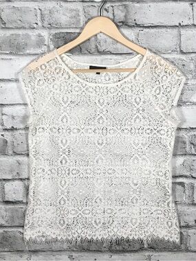 Layendecker White Lace Short Sleeve Top - Elegant Layering Tee